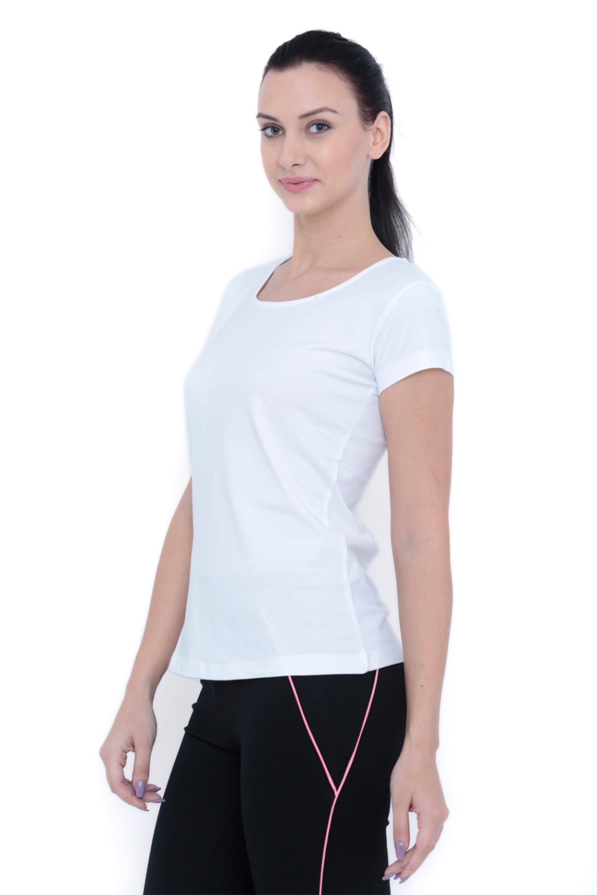 White Round Neck Tee TLC45