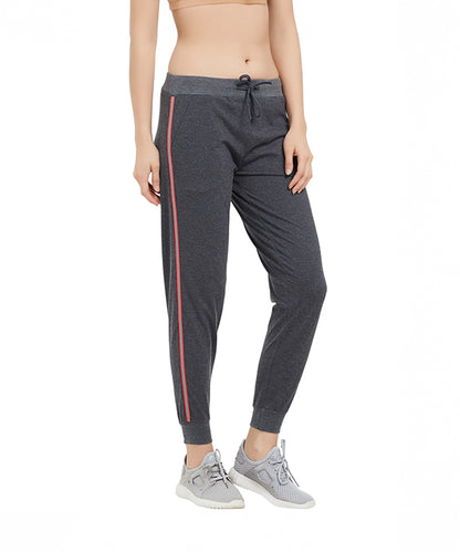 Dark Grey Solid Joggers For Women's