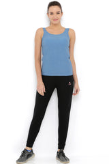 Blue Sleeveless Tee With Built in Bra Cups BT69