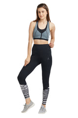 Black High Waisted Compression Sports Leggings With Zebra Print