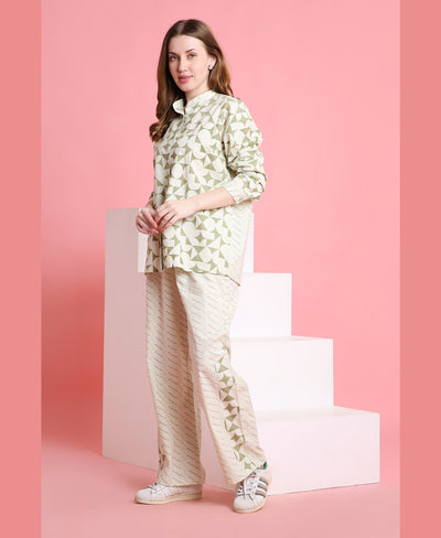Olive Cubes Print Lounge Set