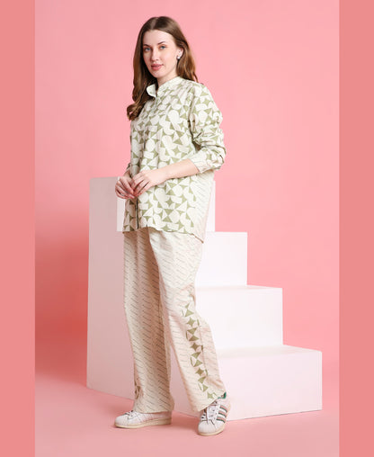 Olive Cubes Print Lounge Set
