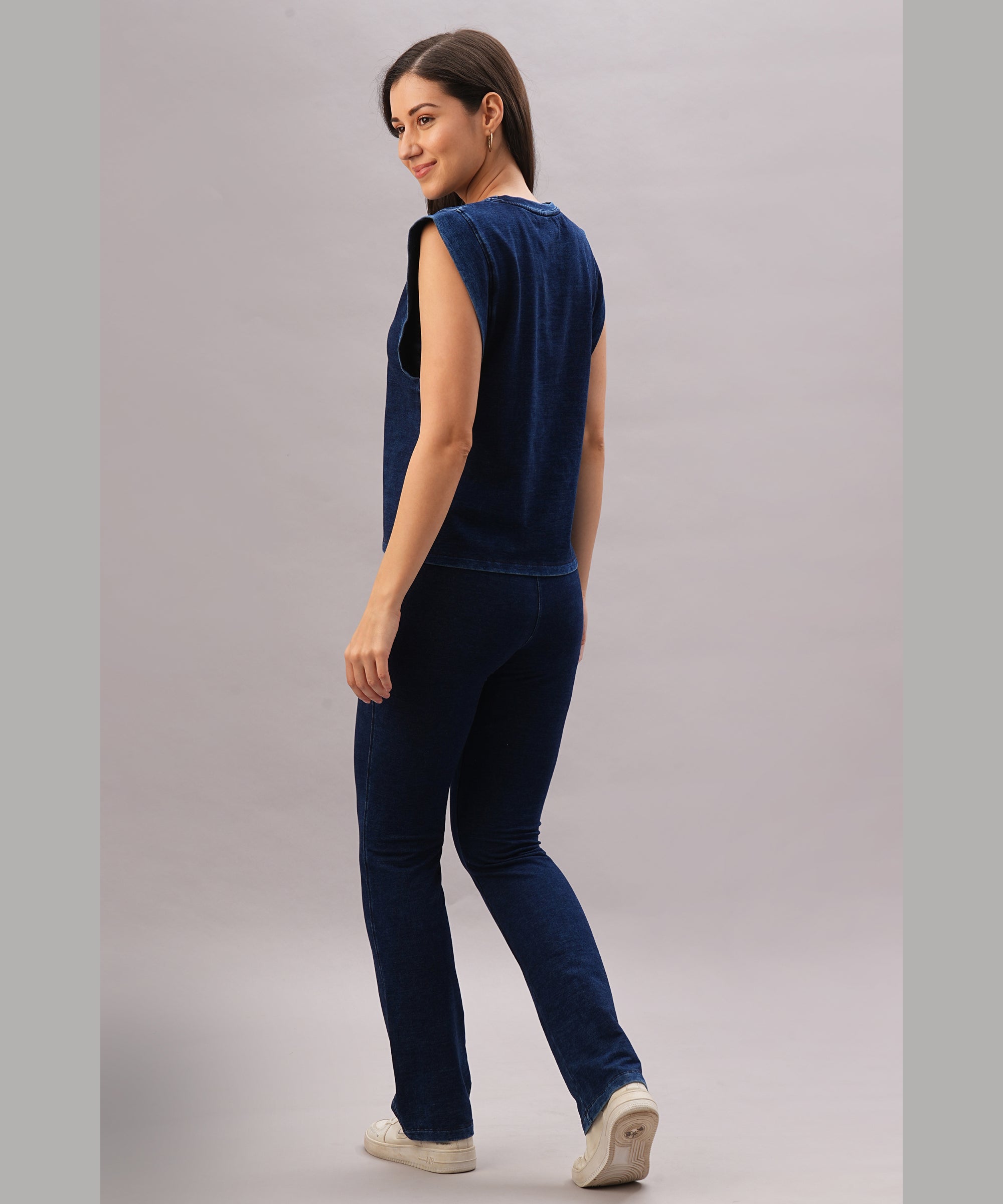 Blue Denim Wash Capsleeves Top