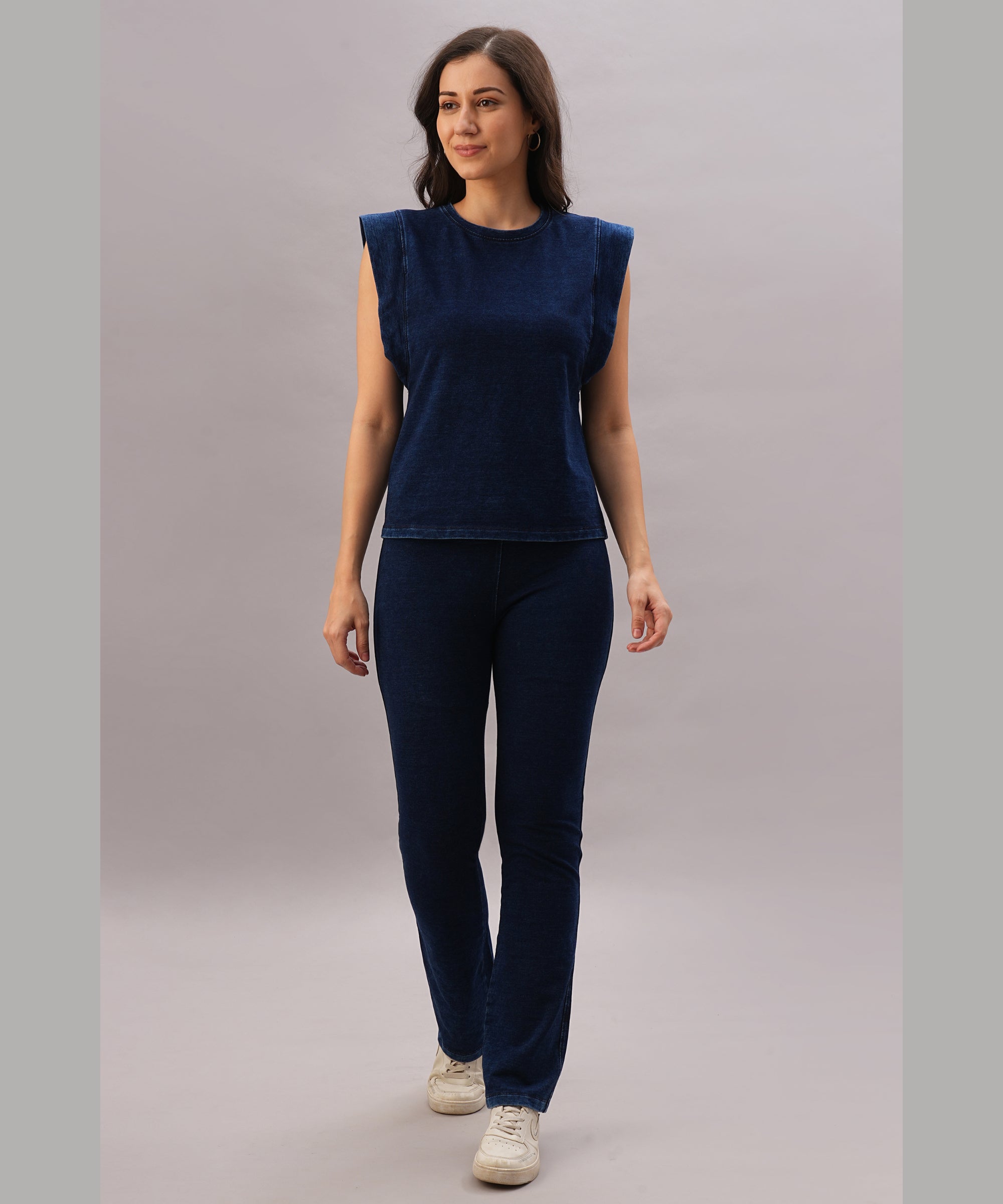 Blue Denim Wash Capsleeves Top