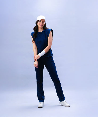 Blue Denim Wash Bootcut Leggings