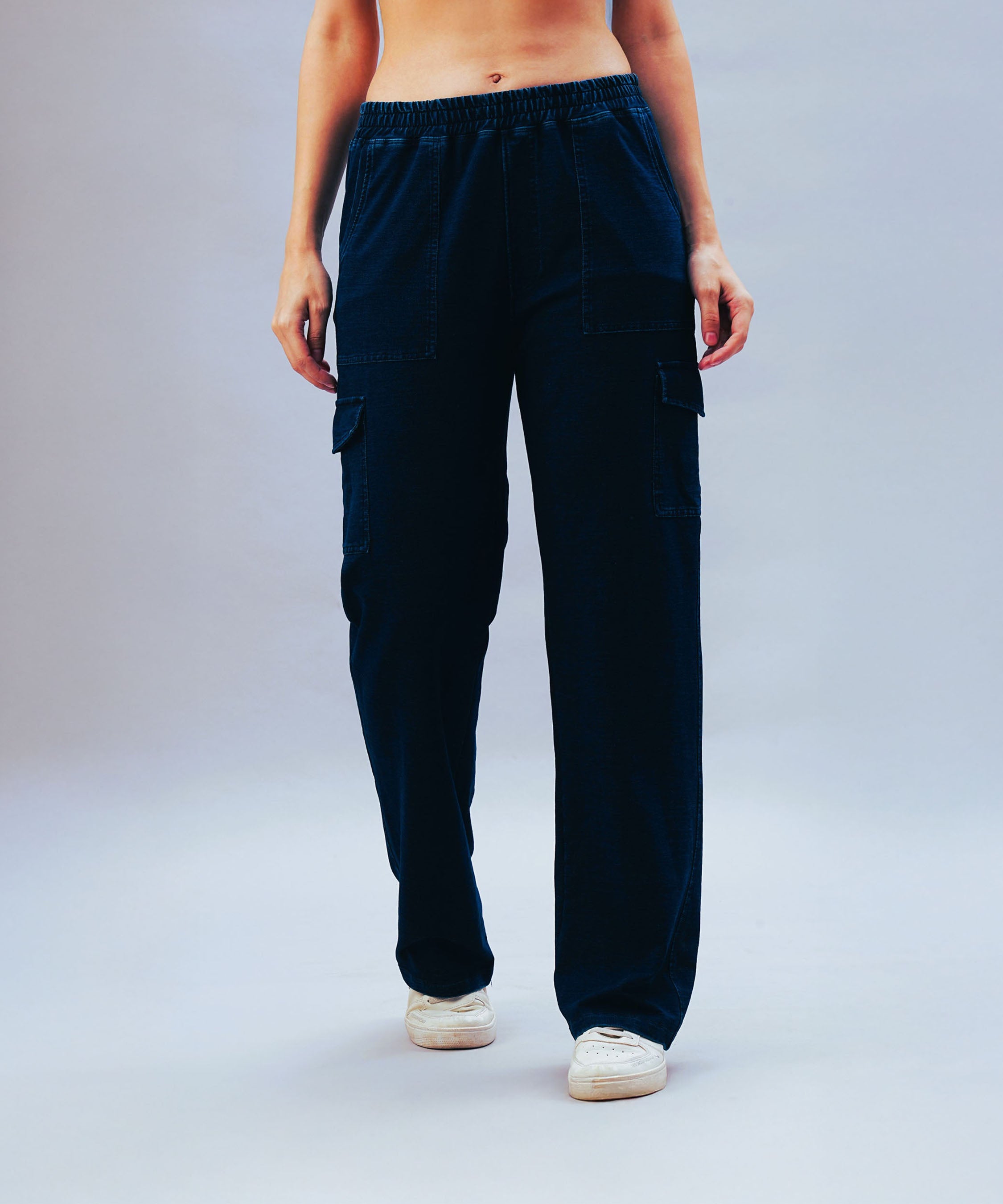 Blue Denim Wash Cargo Trackpant