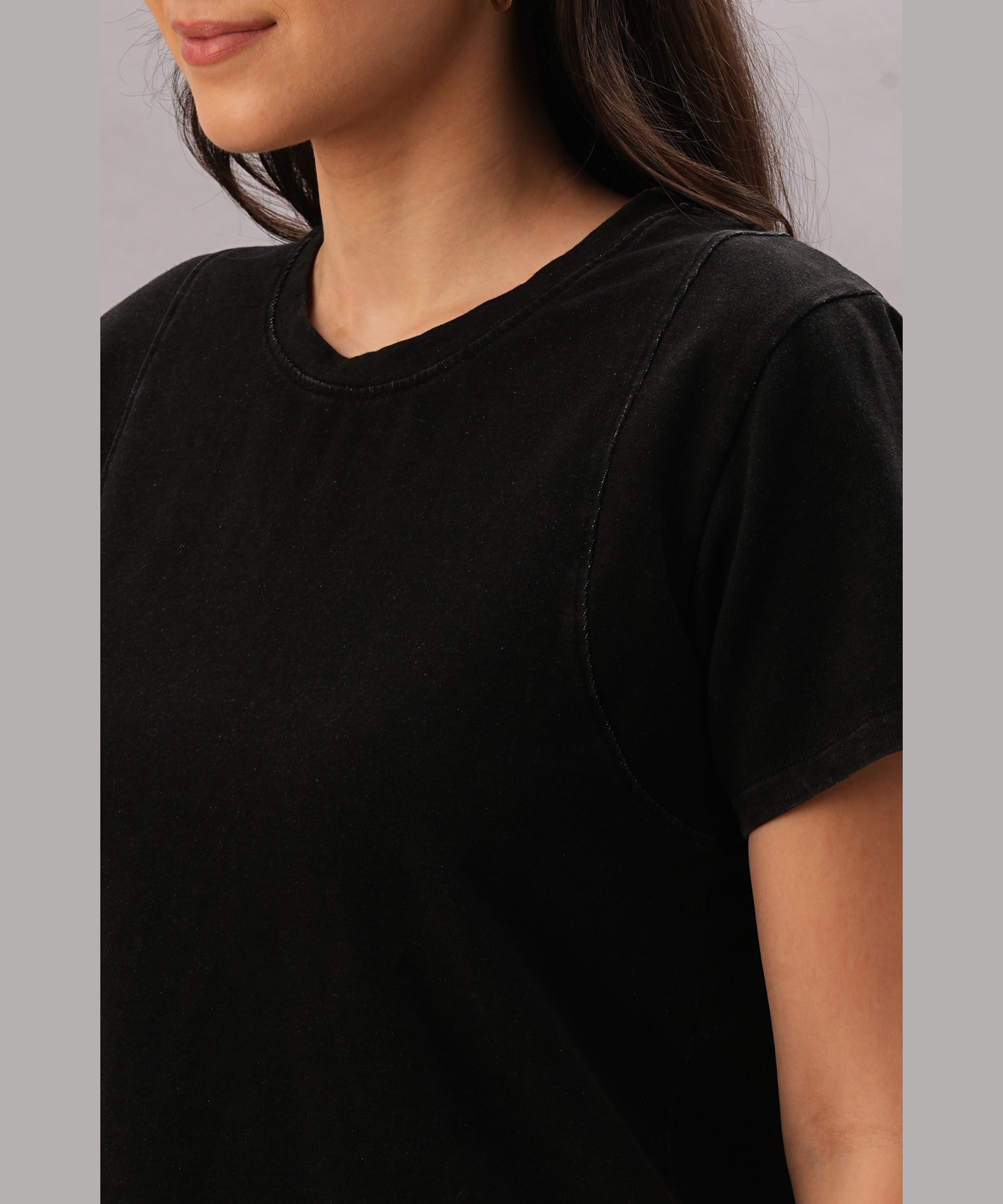 Black Denim Wash Workout Tee