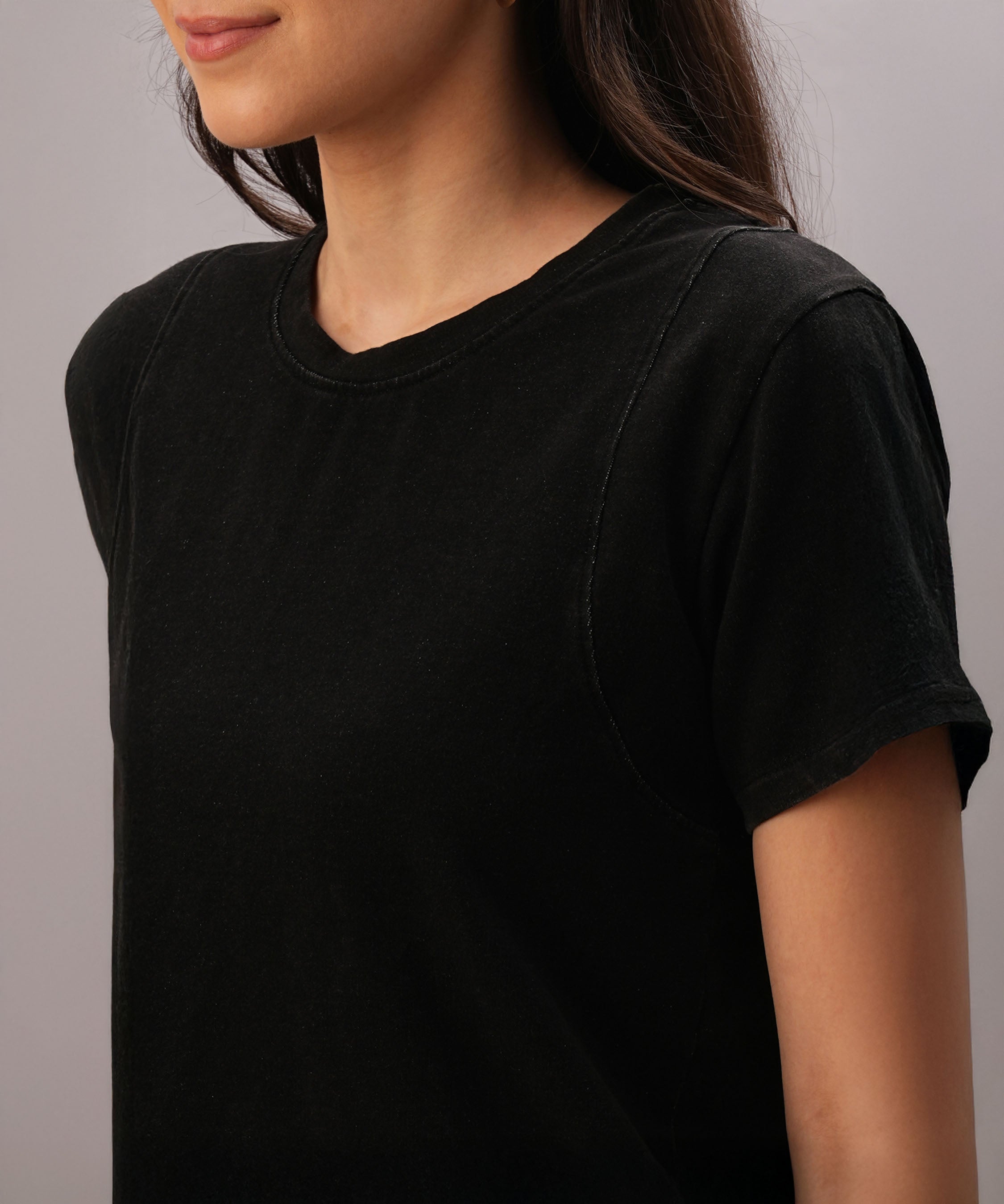 Black Denim Wash Workout Tee