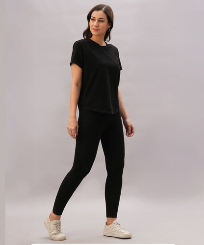 Black Denim Wash Leggings