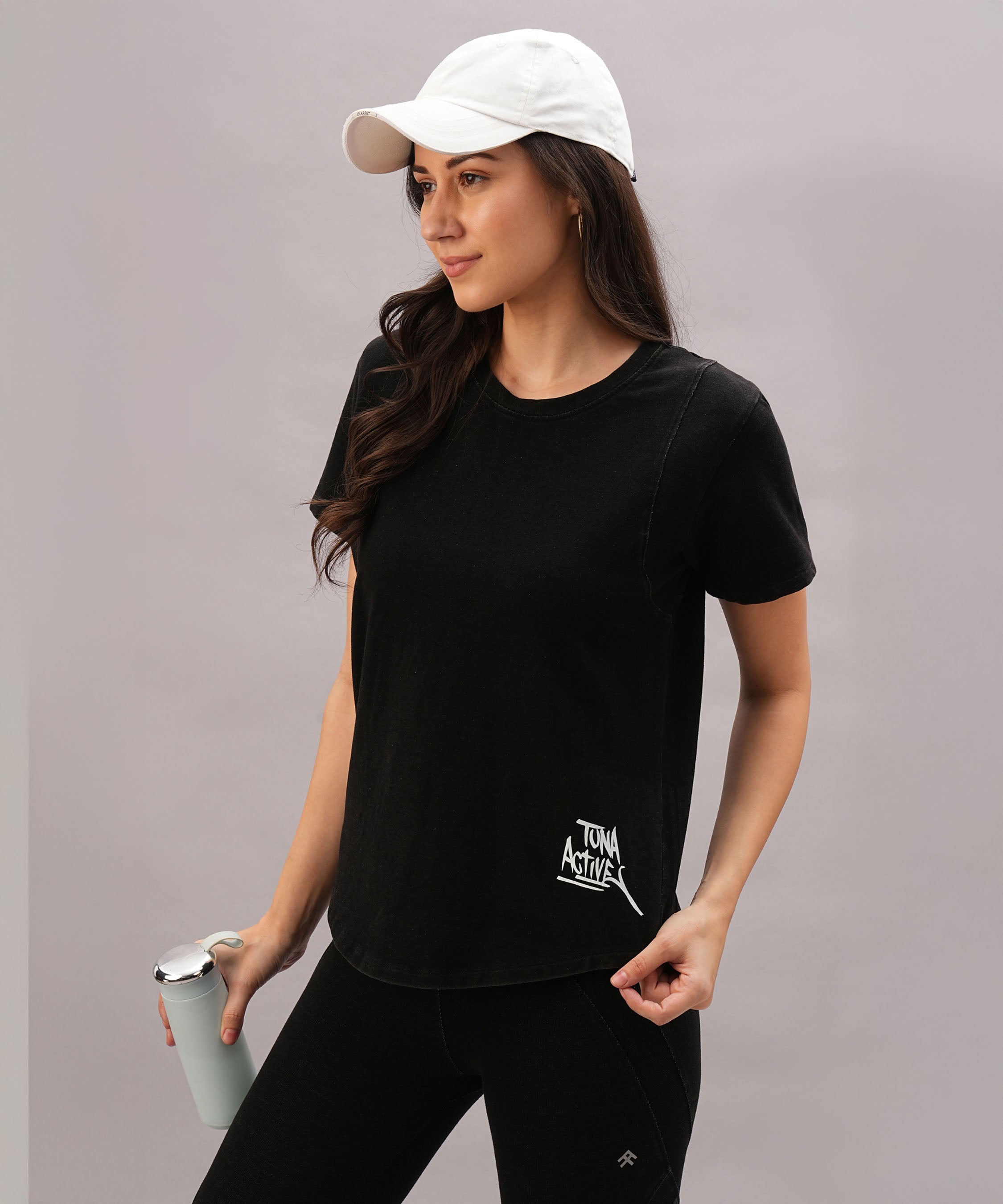 Black Denim Wash Workout Tee