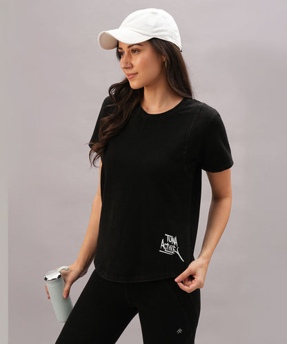 Black Denim Wash Workout Tee