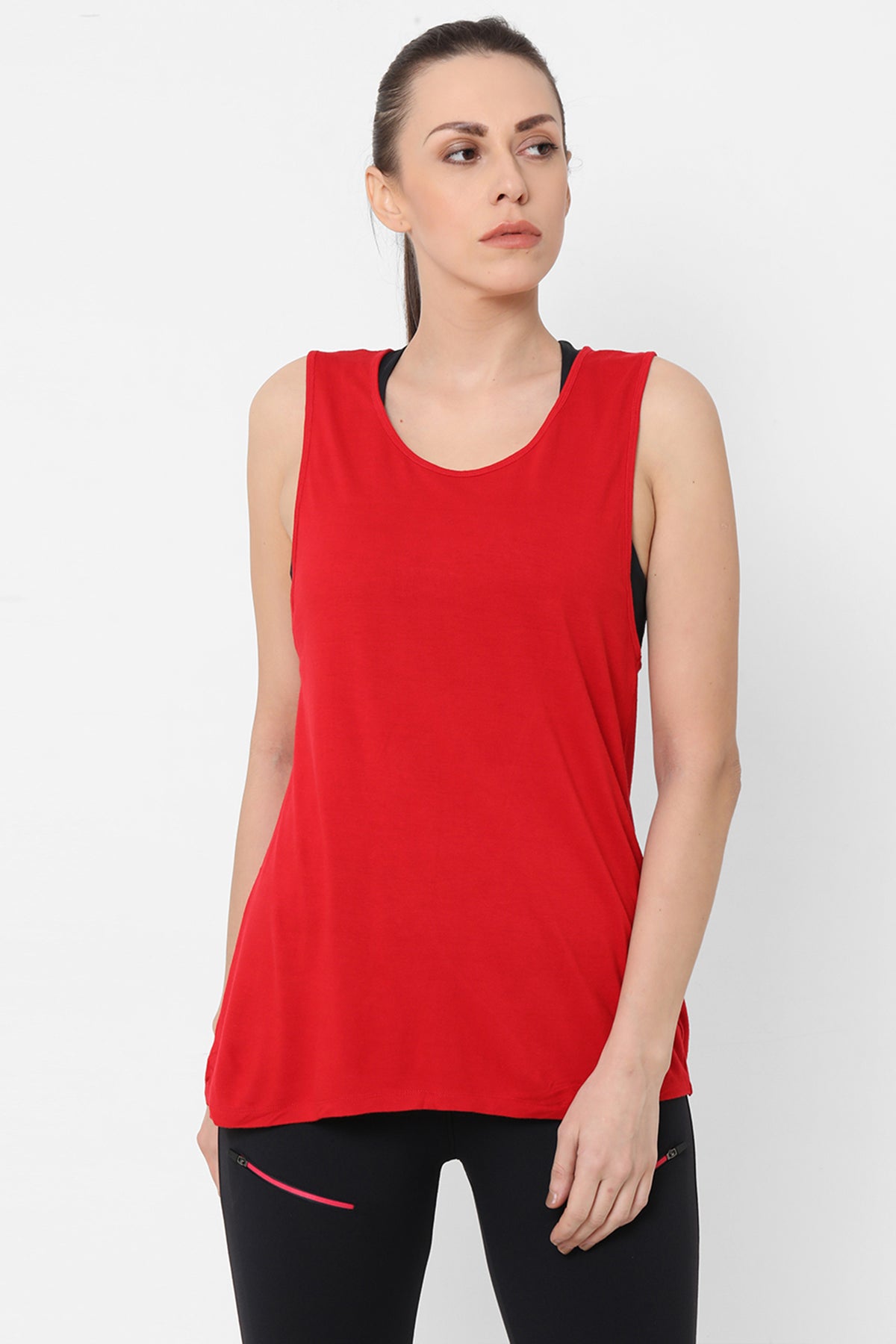 Red Tank Top With Overlap Back