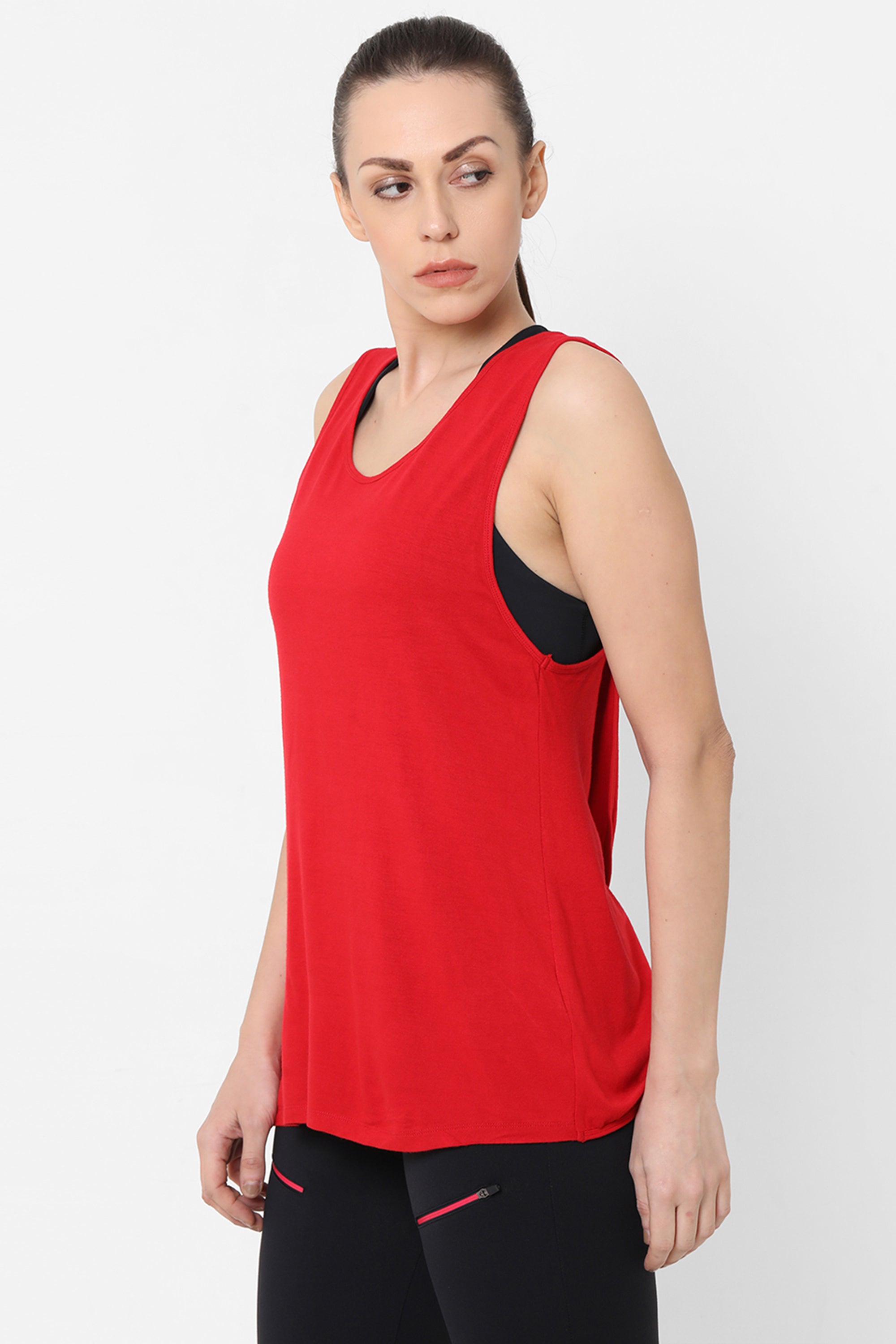 Red Tank Top With Overlap Back