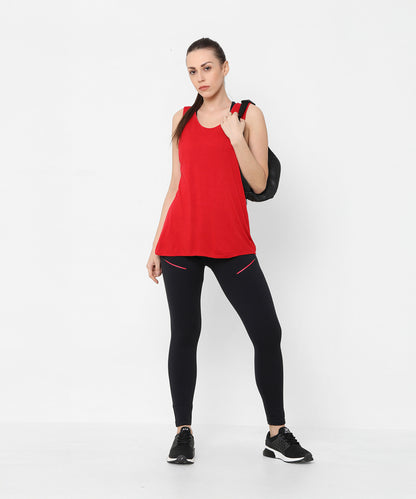 Red Tank Top With Overlap Back