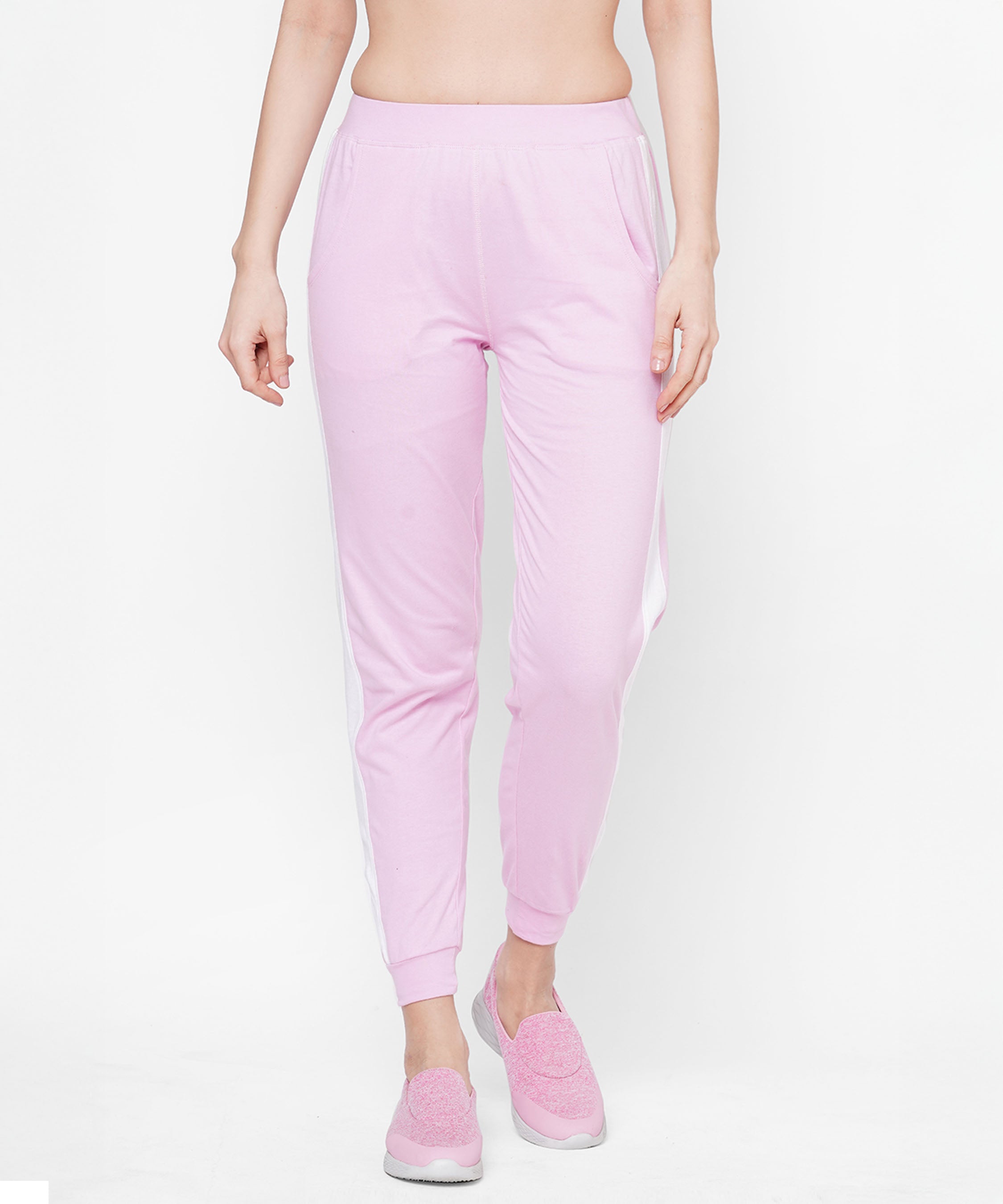 Blush Pink and White Patch Joggers