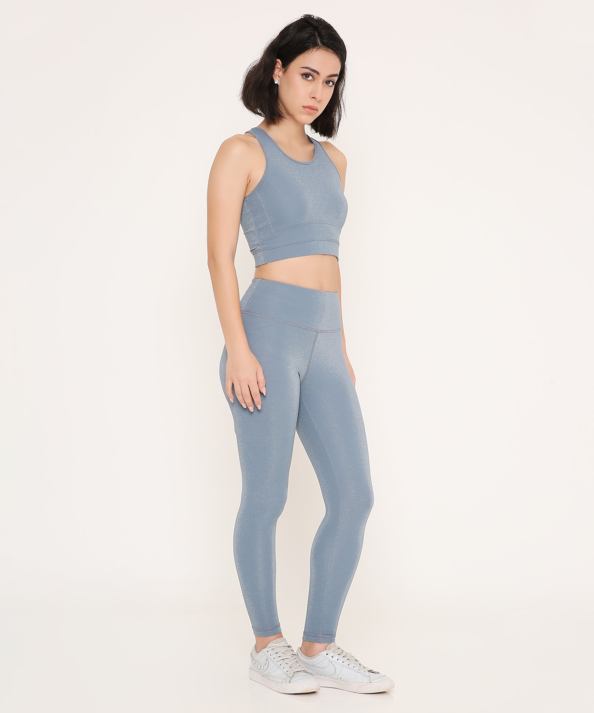 Cloudy Blue Glossy Leggings