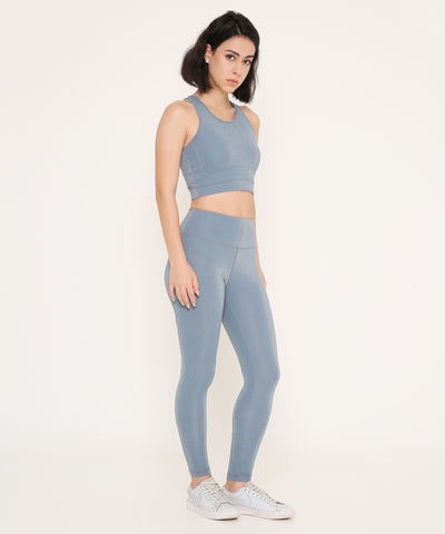 Cloudy Blue Glossy Leggings