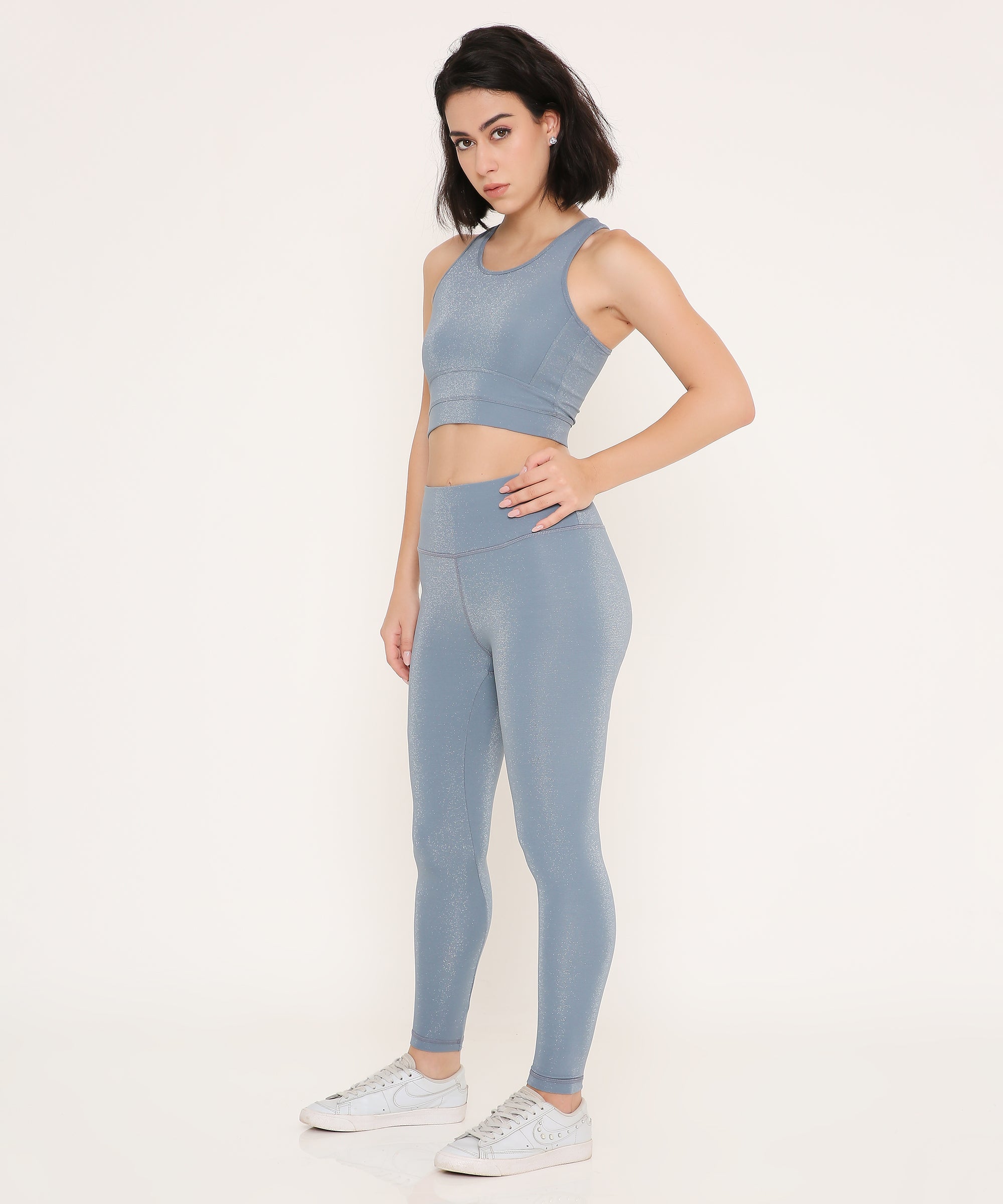 Cloudy Blue Glossy Leggings