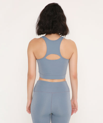 Cloudy Blue Glossy Sports Bra