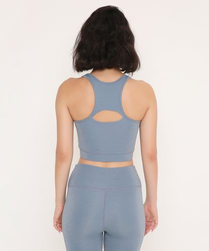 Cloudy Blue Glossy Sports Bra