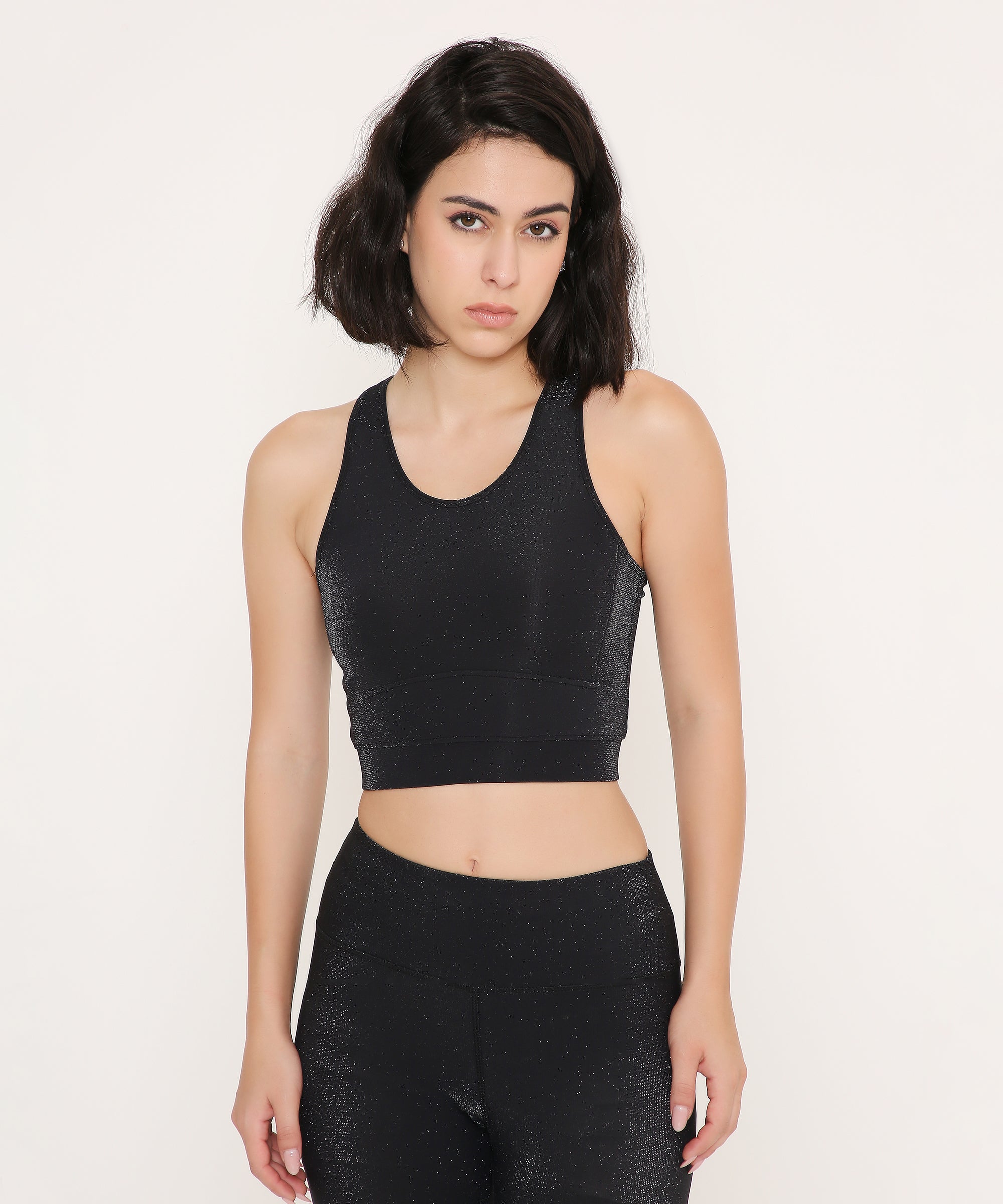Black Glossy Sports Bra