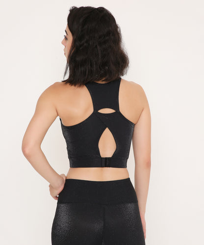 Black Glossy Sports Bra
