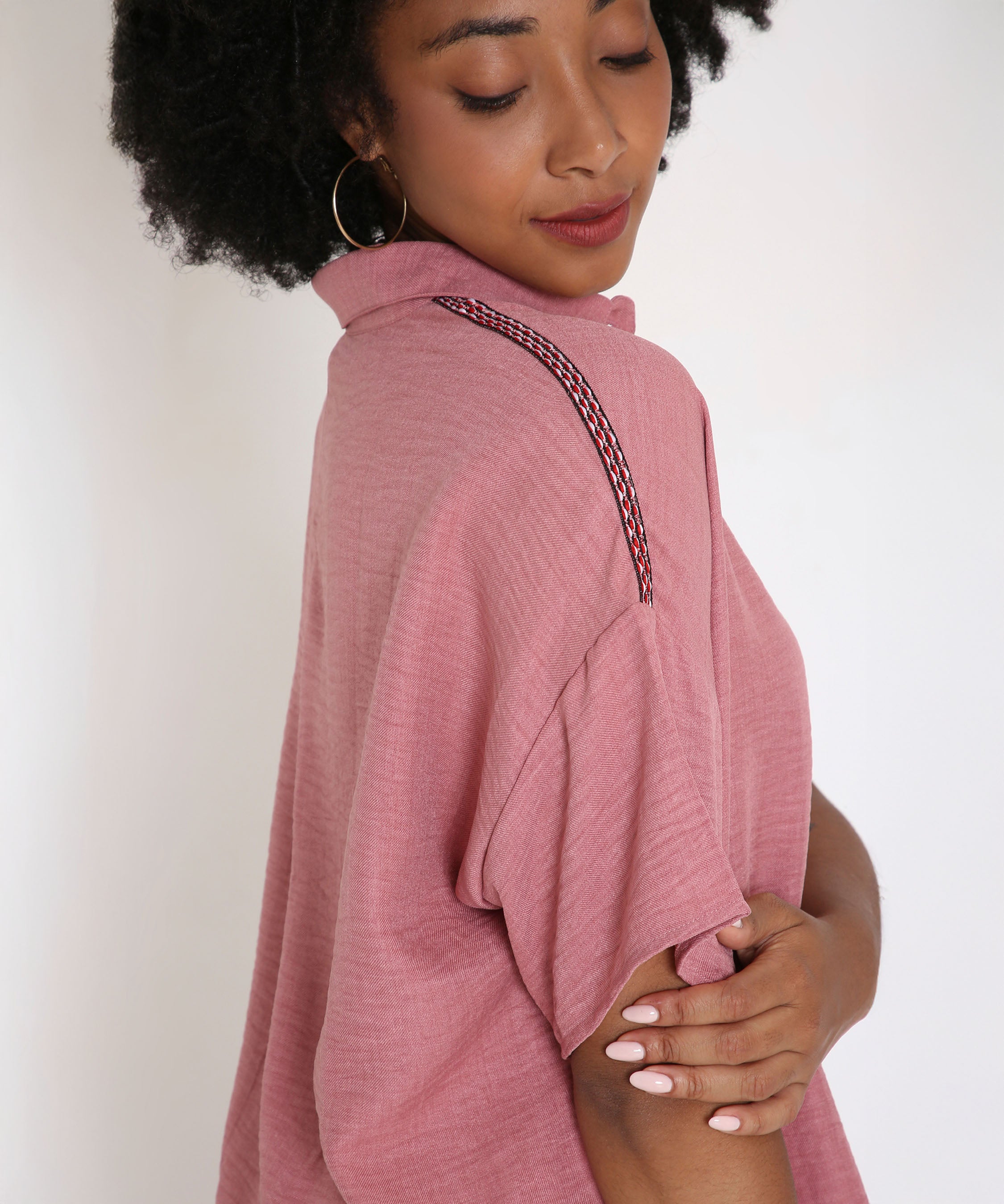 Vintage Pink Loose Shirt and Pant Cord Set
