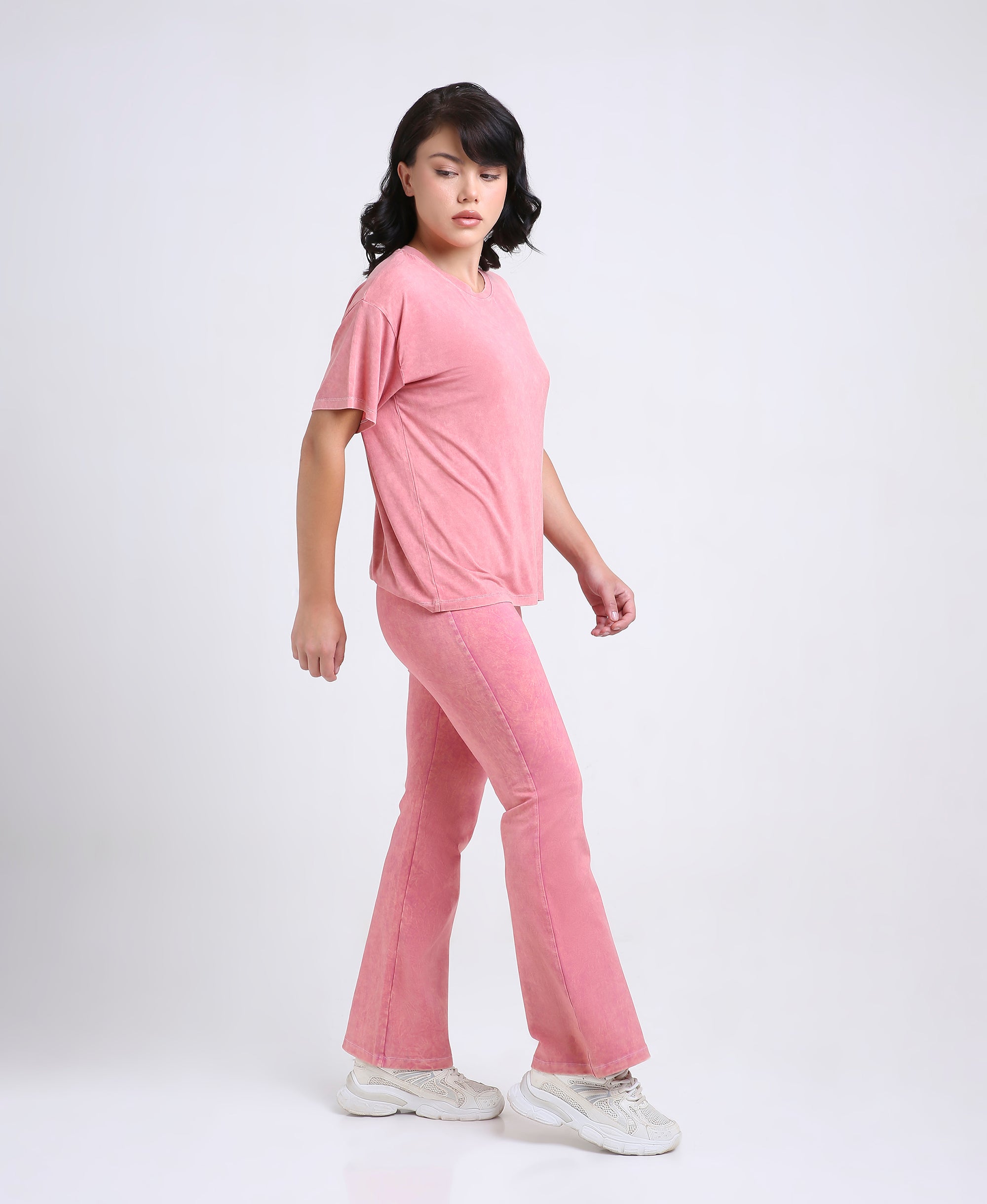 Denim Wash Pink Leggings