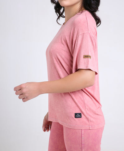 Pink Denim Wash Tee