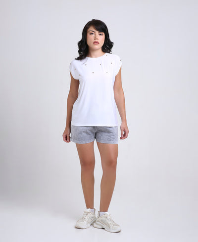 Grey Cotton Denim Wash Shorts