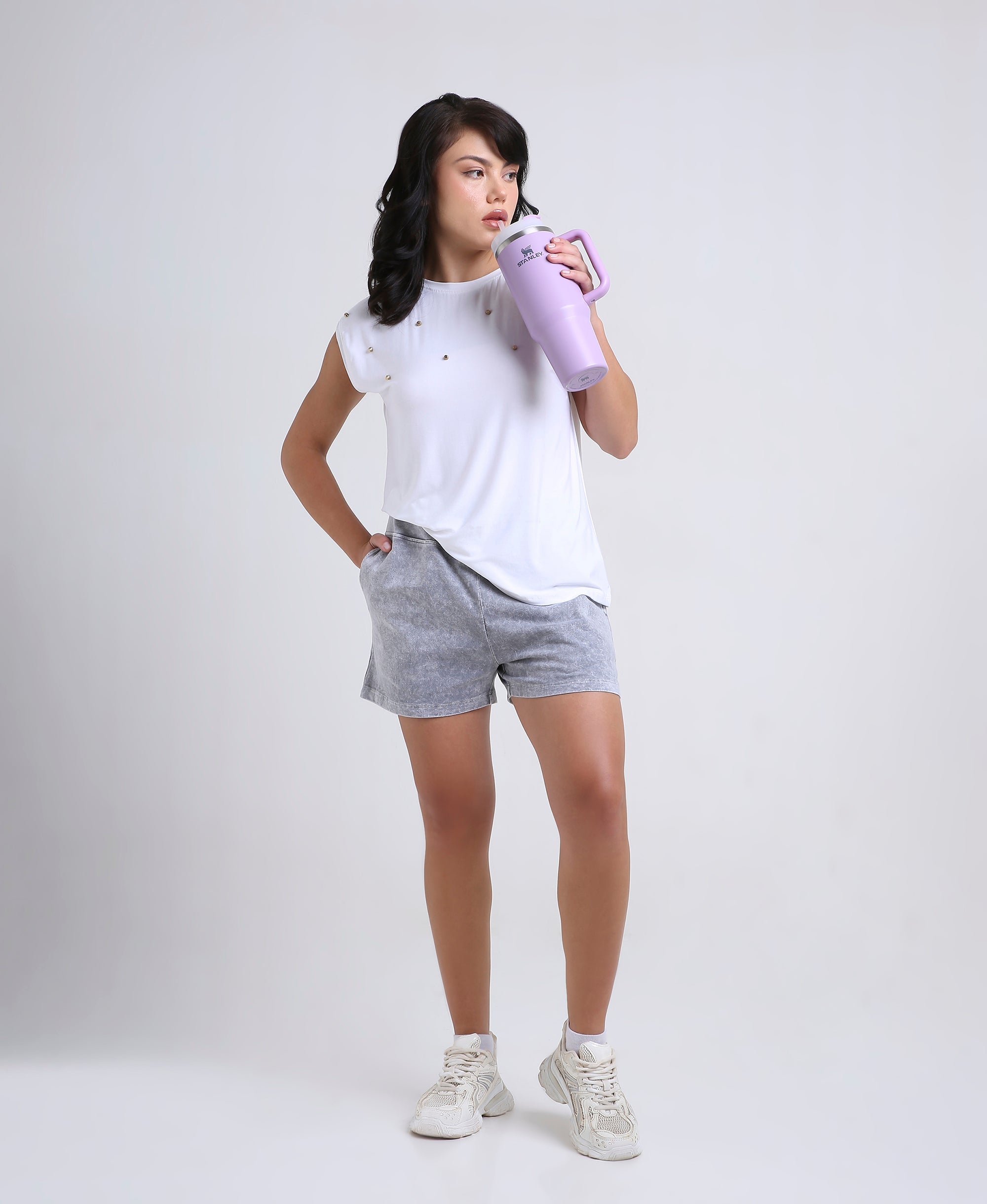 White Rivet Detail Tee