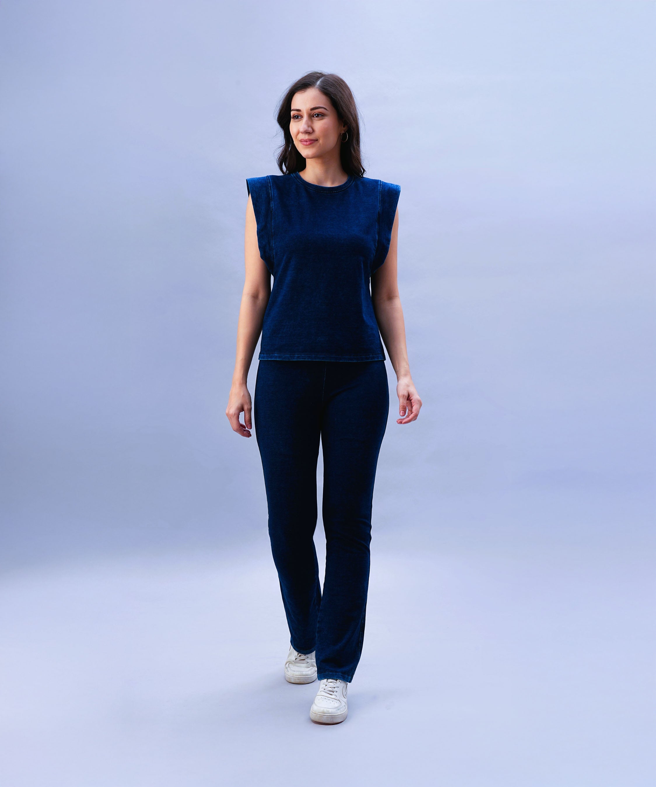 Blue Denim Wash Capsleeves Top