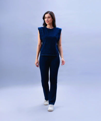 Blue Denim Wash Capsleeves Top