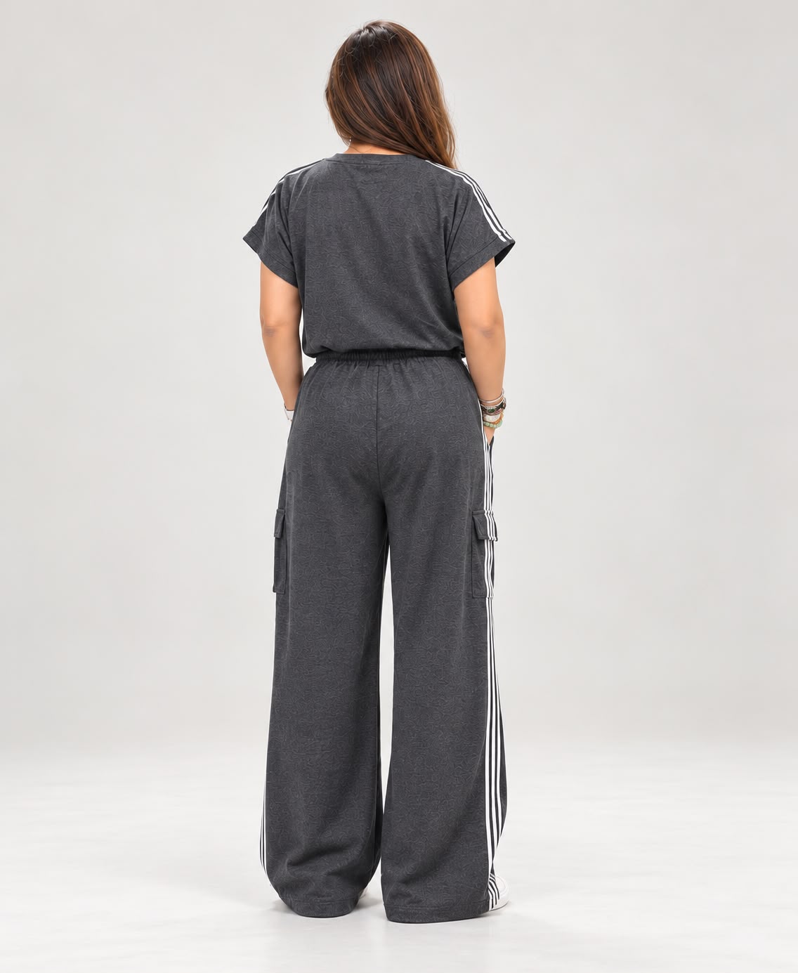 Grey Mel Comfort  Wide Legged Tracksuit