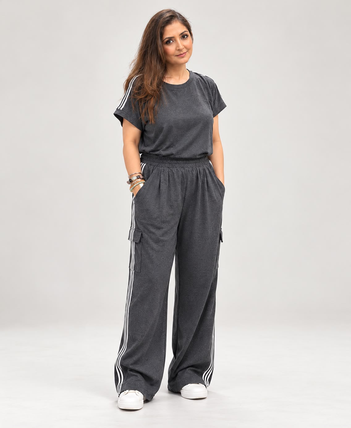 Grey Mel Comfort  Wide Legged Tracksuit