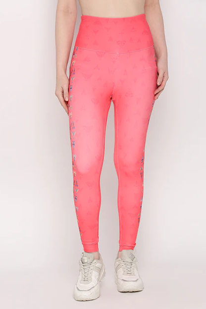 Tuna Active Coral Pink Printed Leggings