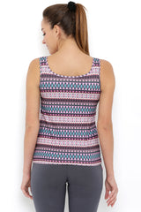 Multi-Print Sleeveless Tee With Built-In Bra Cups BT70
