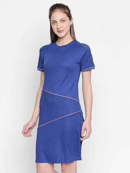 Half Sleeve Royal blue Round neck Dress