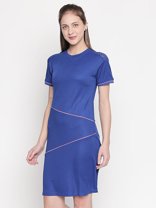 Half Sleeve Royal blue Round neck Dress
