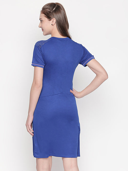 Half Sleeve Royal blue Round neck Dress