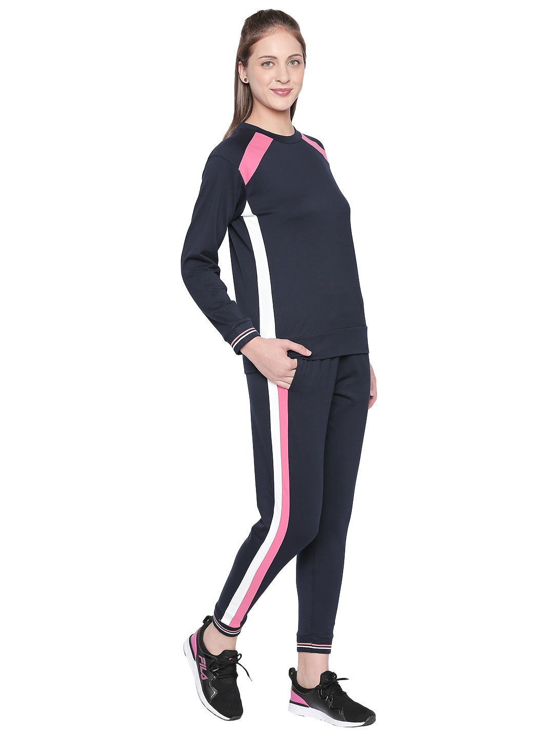 Navy Blue Joggers with Side Stripe