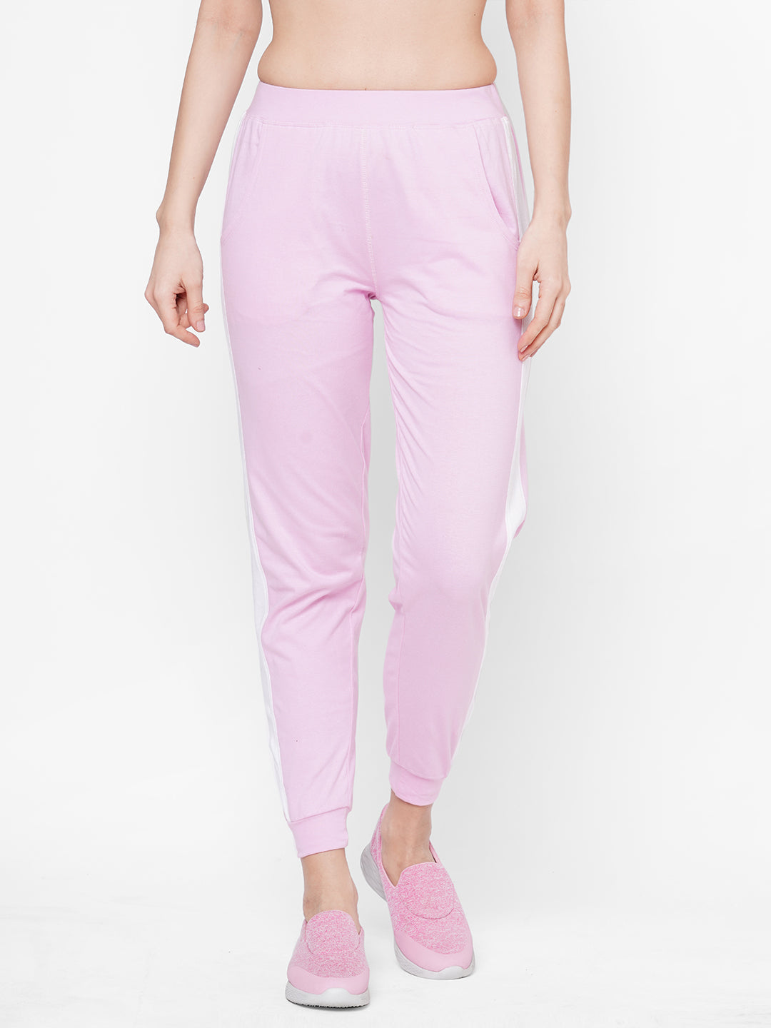 Blush Pink and White Patch Joggers